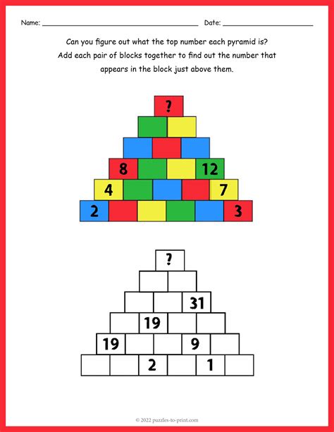 Afbeeldingsresultaten voor Math Pyramid Puzzle