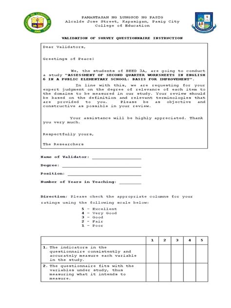 Afbeeldingsresultaten voor Example of Validation Form for Validators or Research