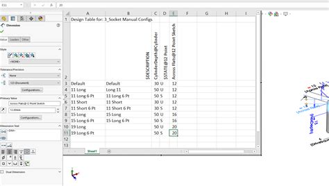 Image result for SolidWorks Design Table Format
