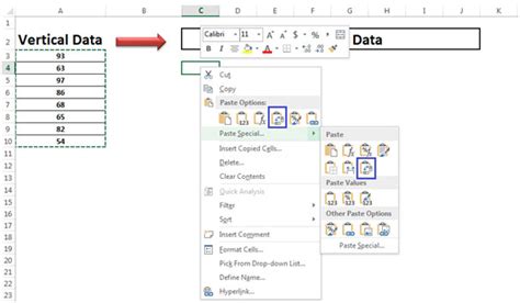 Image result for Excel Paste Horizontally