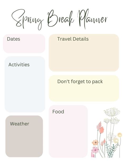 Image result for Spring Break Planner