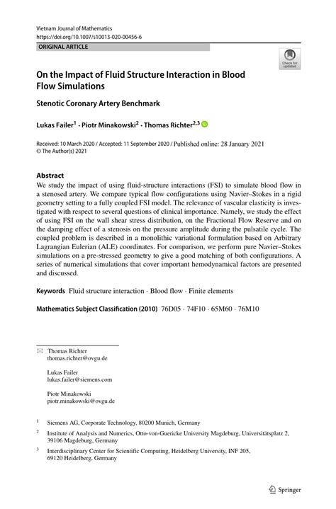 Image result for Fluid Structure Interaction Blood Flow
