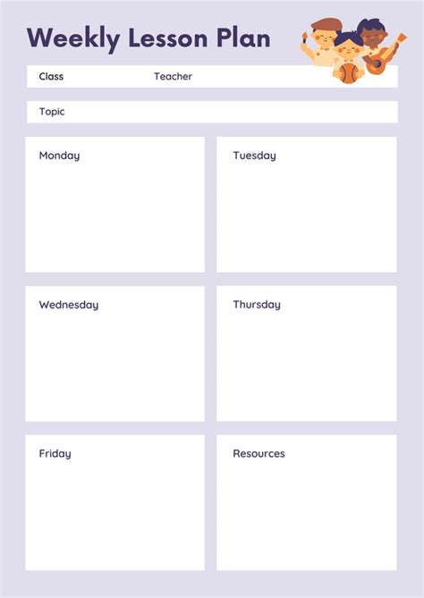 Free to print preschool weekly lesson plan templates | Canva