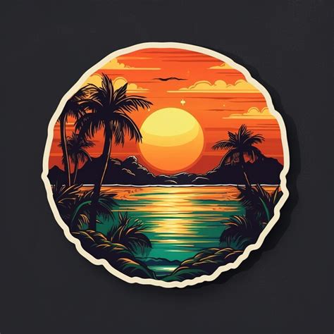 Image result for Palm Tree Sunset Sticker