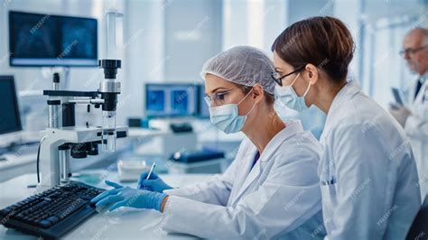 Toradh íomhá ar Medical Lab Doctor Microscope