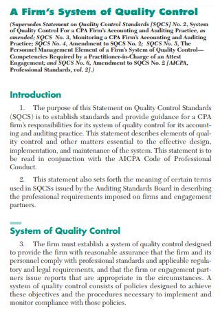 Image result for Quality Control Statement Examples