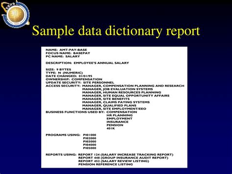Image result for Data Dictionary Report Example