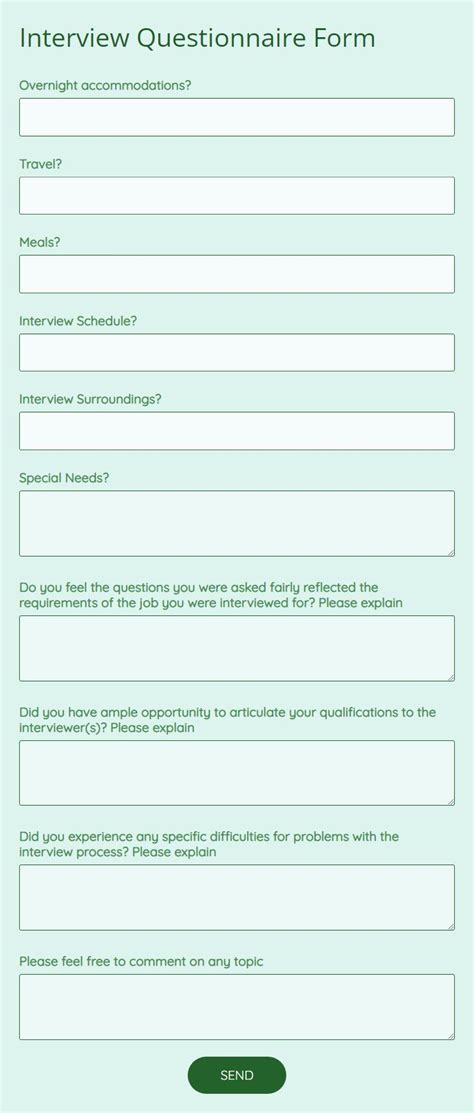 Image result for Interview Questionnaire Form