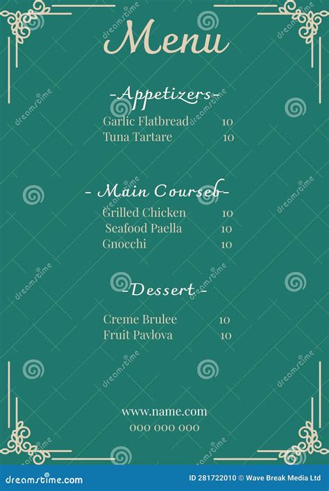 Image result for Example of Main Course in a Menu