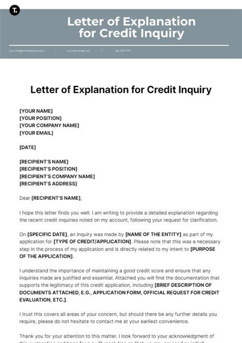 Toradh íomhá ar Credit Inquiry Form Template