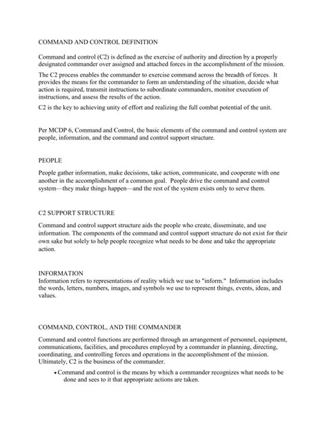 Image result for Command Control Paper Outline