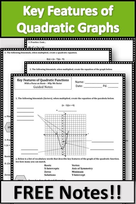 Graphing Quadratic Functions Worksheet PDF に対する画像結果