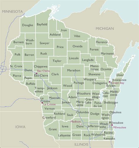 Image result for Wiscon Zip Code Map by County