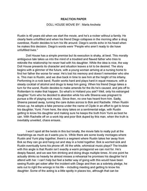 Image result for Reaction Paper Example in Song