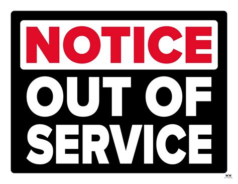 Toradh íomhá ar Out of Service Sign Printable PDF