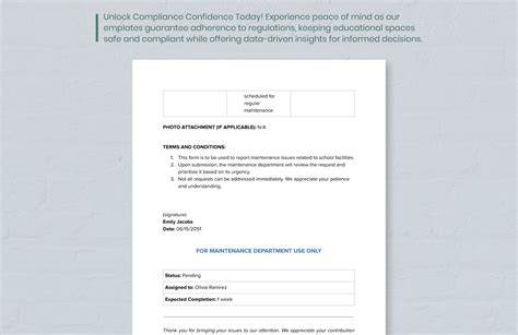 Image result for Classroom Maintenance Request Form