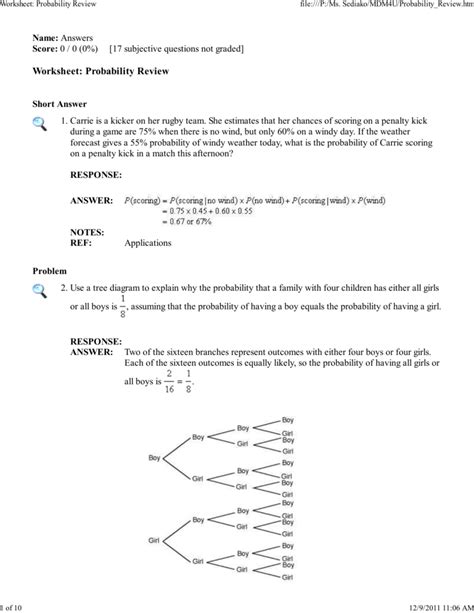 Probability Review Worksheet に対する画像結果