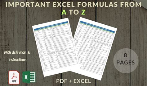 Image result for Printable List of Excel Formulas