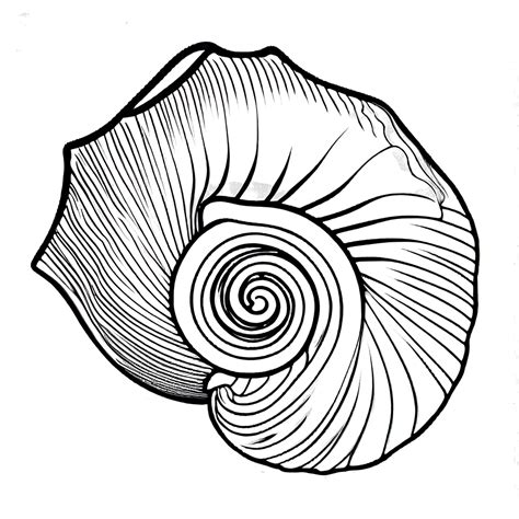 Toradh íomhá ar Conch Shell Drawing Red Line Art