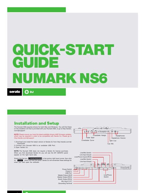Quick Setup Guide for the Numark NS6 Controller: Installation ...