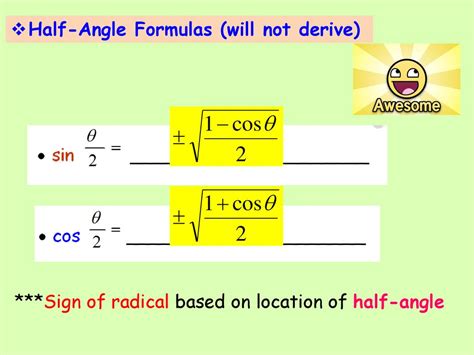 Afbeeldingsresultaten voor How to Do Half Angle Formula