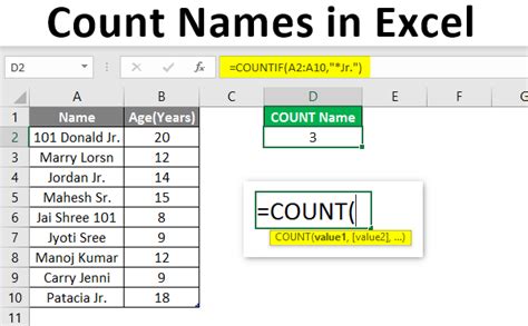 Image result for Count Names in Excel
