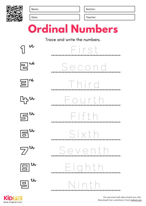 Image result for Ordinal Numbers Worksheet for Class 1