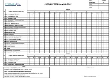 Bildergebnis für Ambulance Checklist