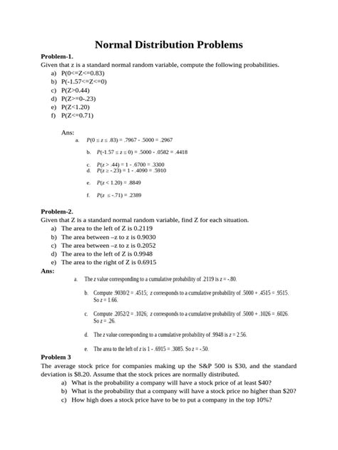 Image result for Normal Distribution Problems with Solutions