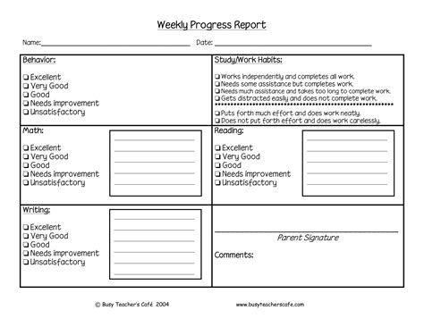 Image result for Weekly Behavior Progress Report