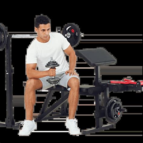 Weight Bench Set With Barbell Rack Preacher Curl Leg Extension ...