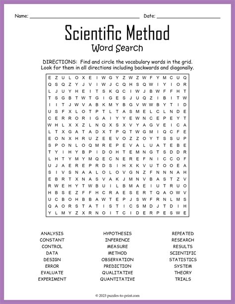 Image result for Scientific Method Word Search Answer Key