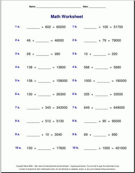 Image result for Free Printable Math Worksheets for 5th Grade Multiplication