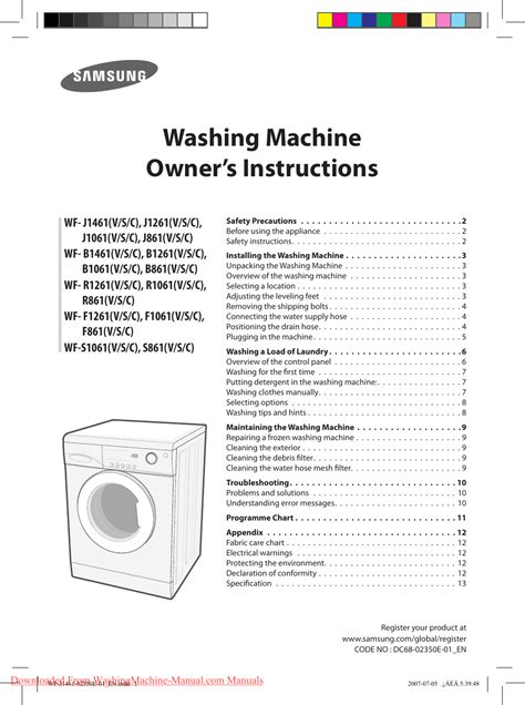 Image result for Samsung Washing Machine Manual