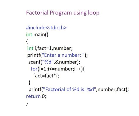 Image result for Program for Factorial Using While in C