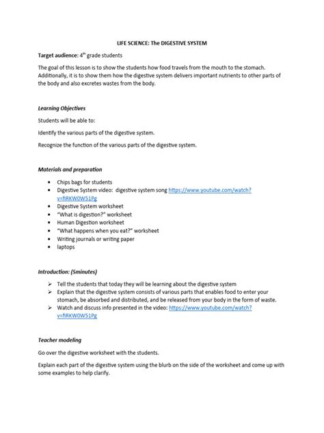 Image result for Human Digestive System Lesson Plan