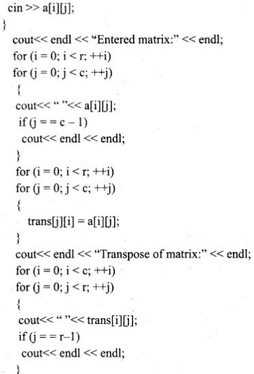 Toradh íomhá ar Write a Program to Transpose a Matrix