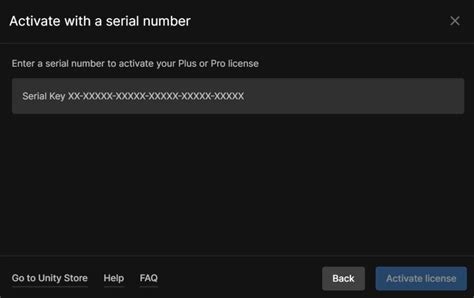 Unity Hub Serial Number に対する画像結果