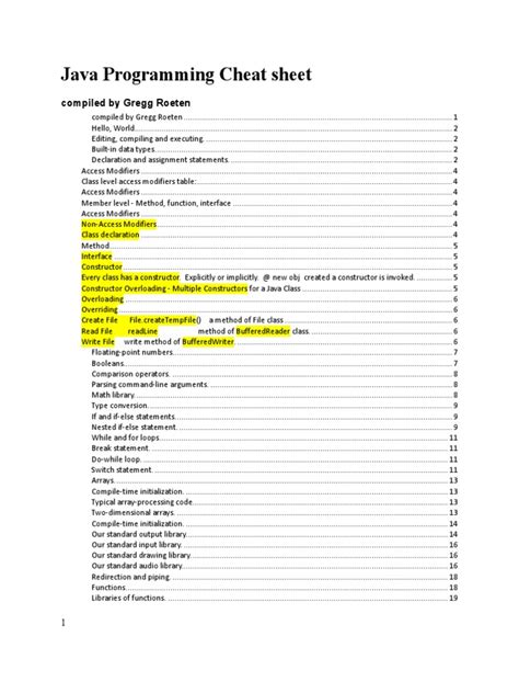 Toradh íomhá ar Constructors Chaetsheet in Java