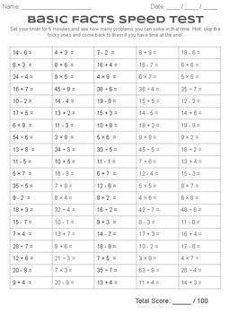 Afbeeldingsresultaten voor Basic Facts Practice Test