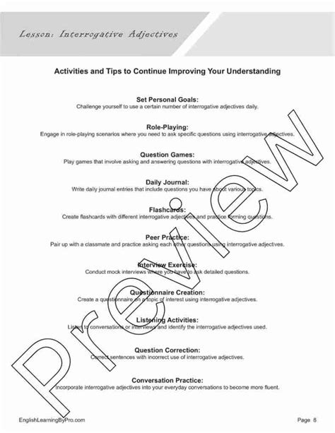 Image result for Interrogative Adjectives Worksheet