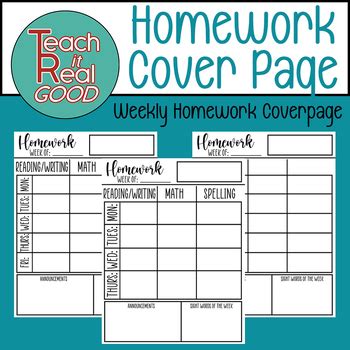 Image result for Printable Homework Cover Sheet