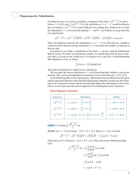 Image result for Trigonometric Substitution Sample Problems