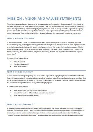 Image result for Mission Vision Values Statement Examples