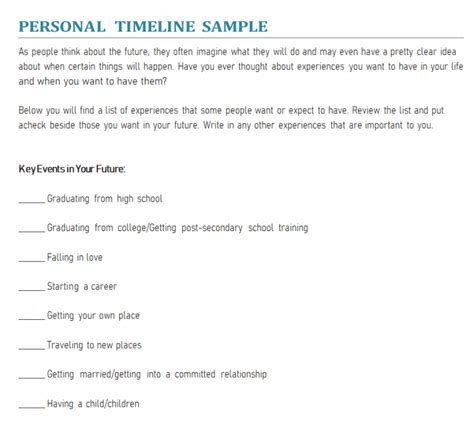 Image result for Personal Development Timeline Example