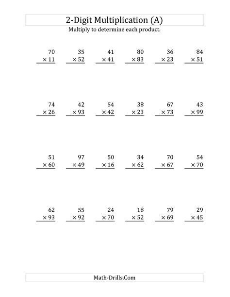 2-Digit Times 2-Digit Multiplication Worksheets に対する画像結果