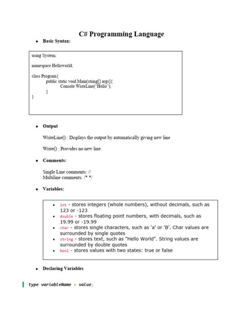 Image result for Basic Syntax of C#