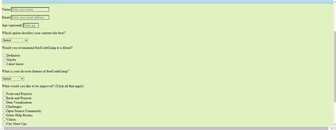 Freecodecamp Survey Form Template માટે ઇમેજ પરિણામ