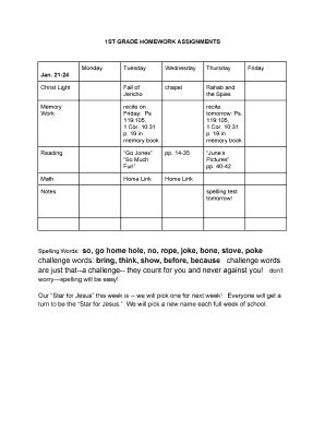 Image result for Homework Checklist First Grade