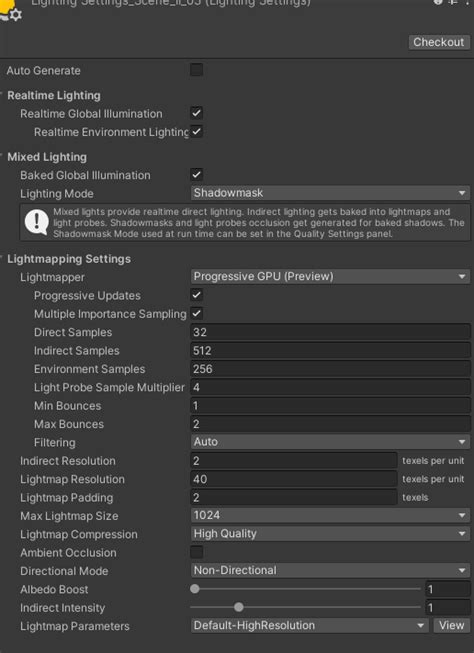 Toradh íomhá ar Unity Lighting Settings